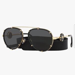 Versace Black and Gold Sunglasses with Dark Lenses